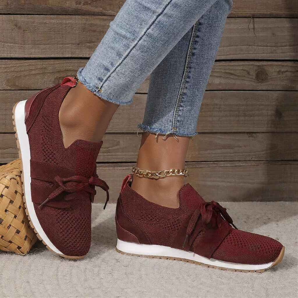 Lace Up Round Toe Woven Athletic