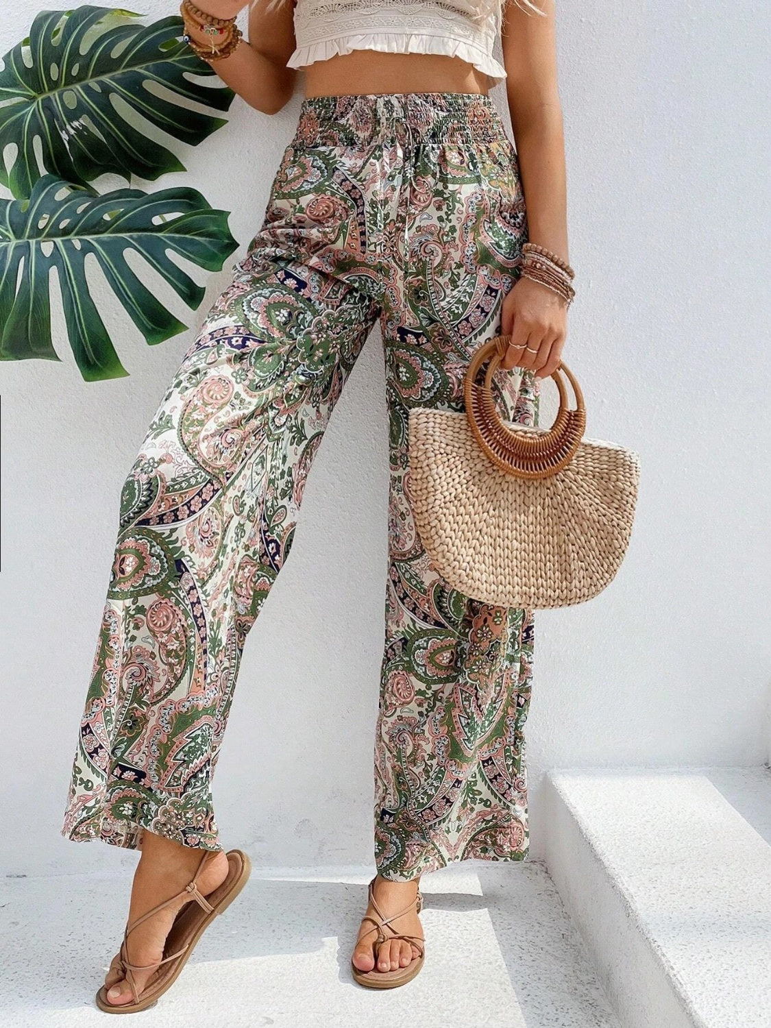 Printed Wide Leg Pants - Two Color Patterns