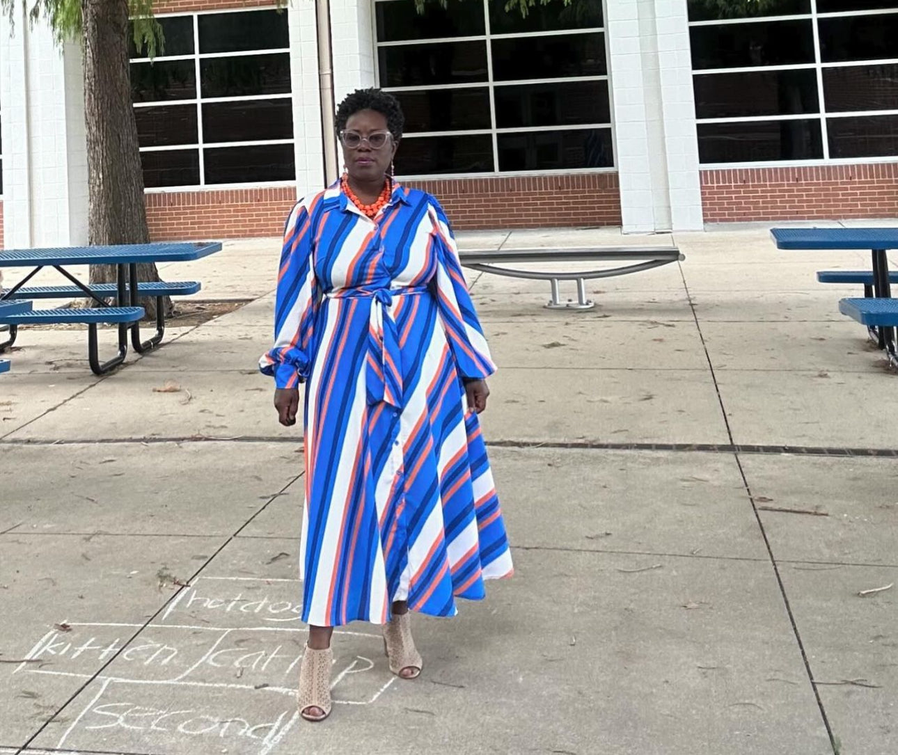 Peasant Sleeve Striped Woven Dress, Sizes Small - Large