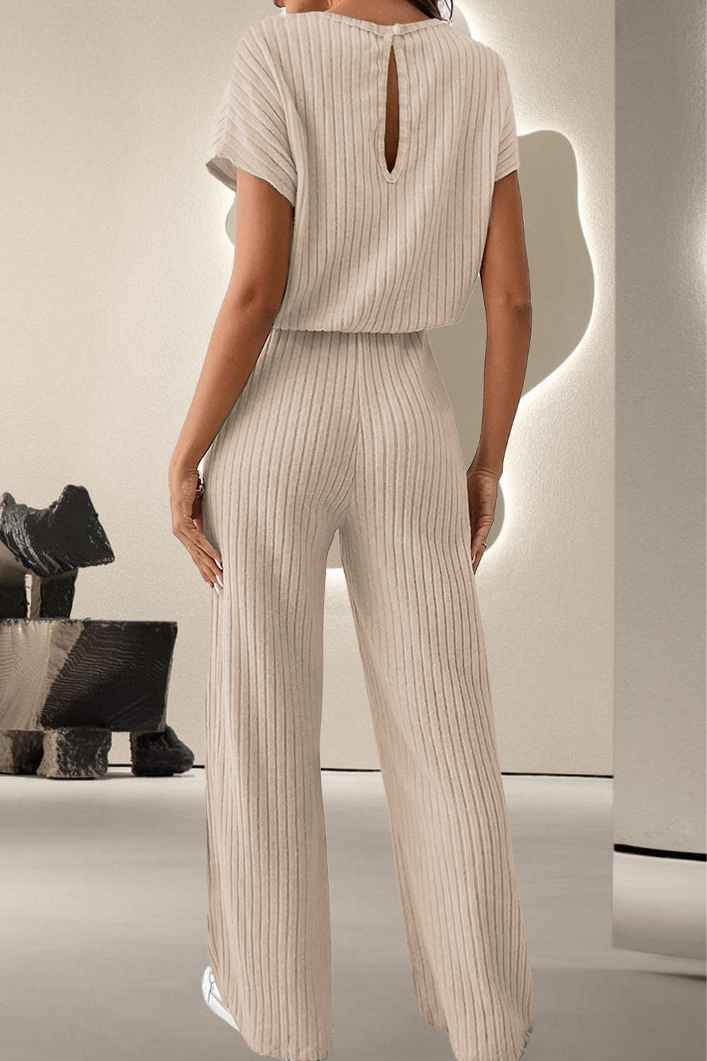 Round Neck Short Sleeve Jumpsuit - Four Color Choices
