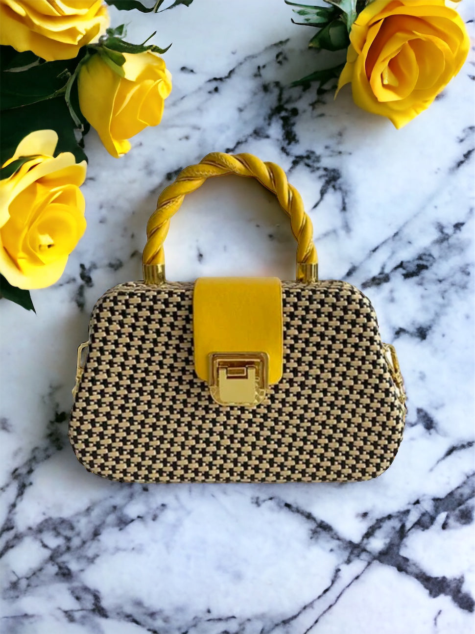 Geometric Light Weight Yellow Hand Bag