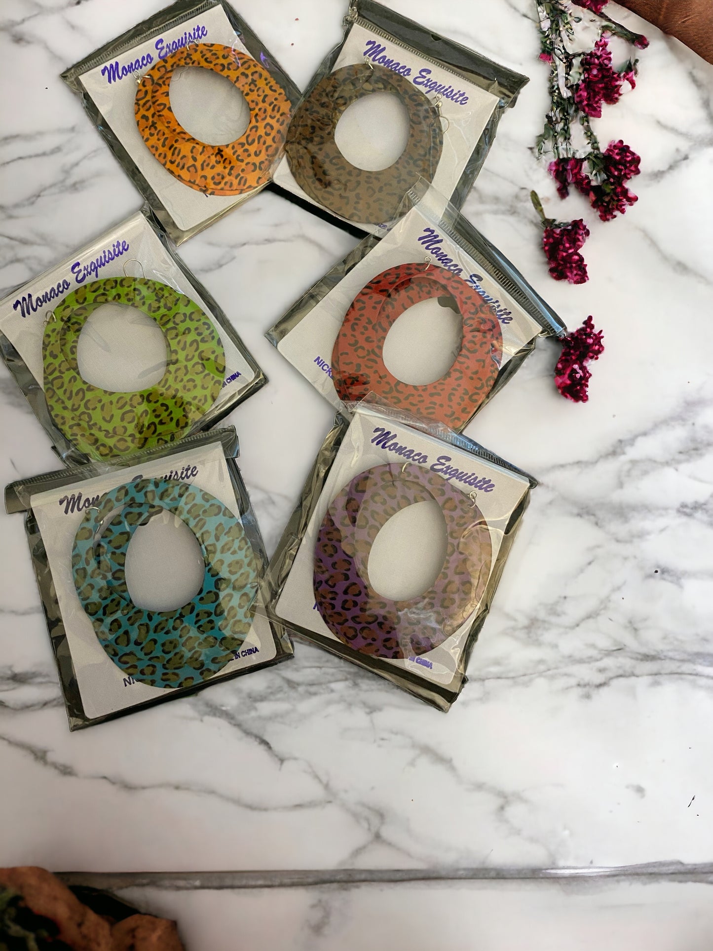 Lovely Leopard Print Fish Hook Round Earrings