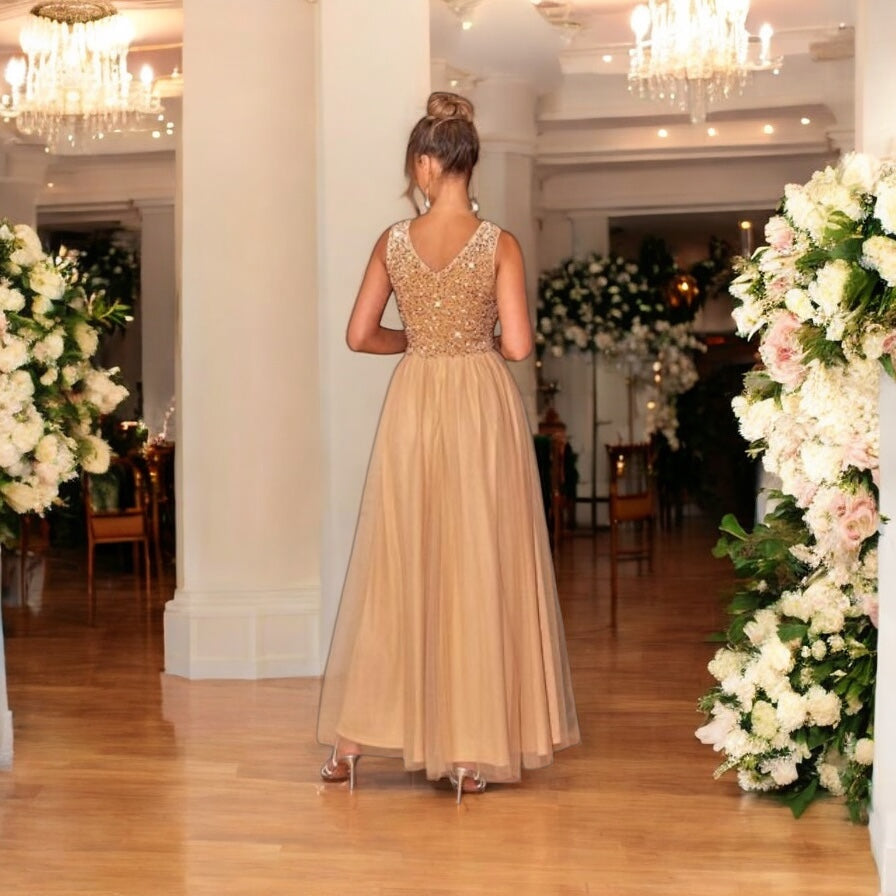 Sequin V-Neck Sleeveless Dress