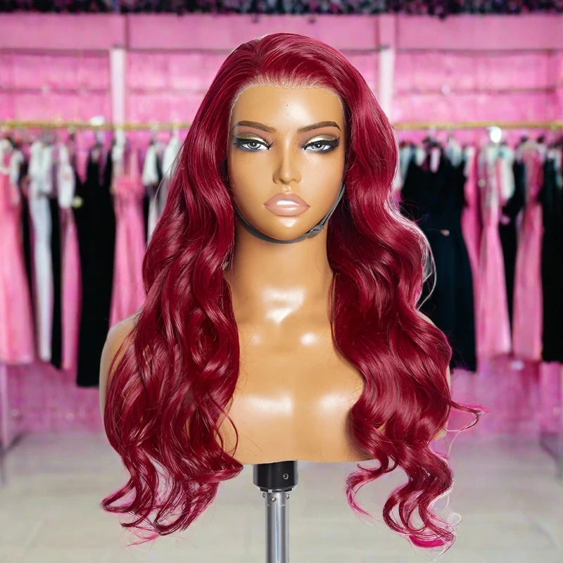 24 Inches 13"x4" Body Wavy Wear & Go Glueless #99j Lace Frontal Wig-100% Human Hair