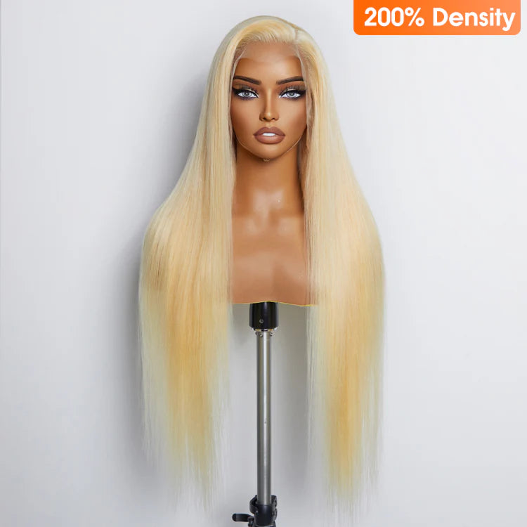 26-30 Inches Pre-Plucked 13"x4" #613 Straight Lace Frontal Wig 200% Density-100% Human Hair
