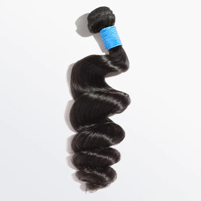10-30 Inch Loose Wavy Virgin Brazilian Hair #1B Natural Black - Human Hair Bundle