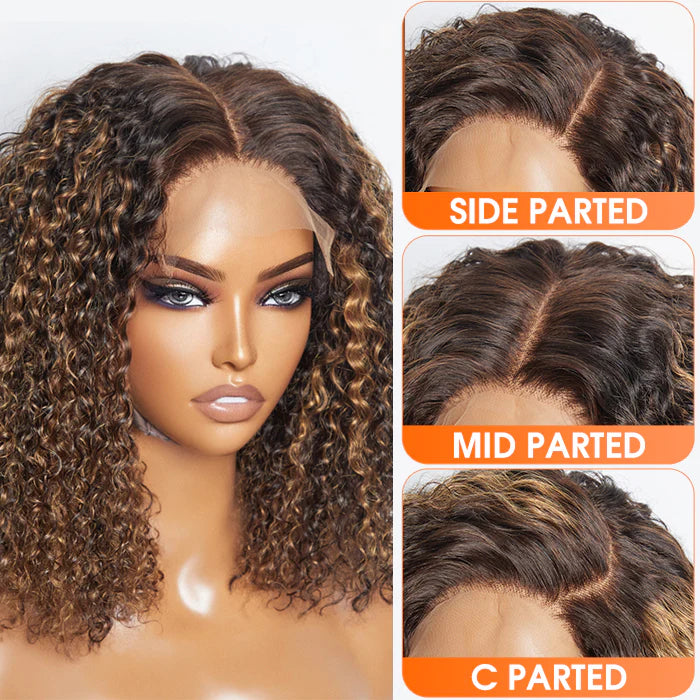 14 inch 5"x5" Closure Lace Wig Kinky Curly Brazilian Human Virgin Hair 150% Density - Gluless