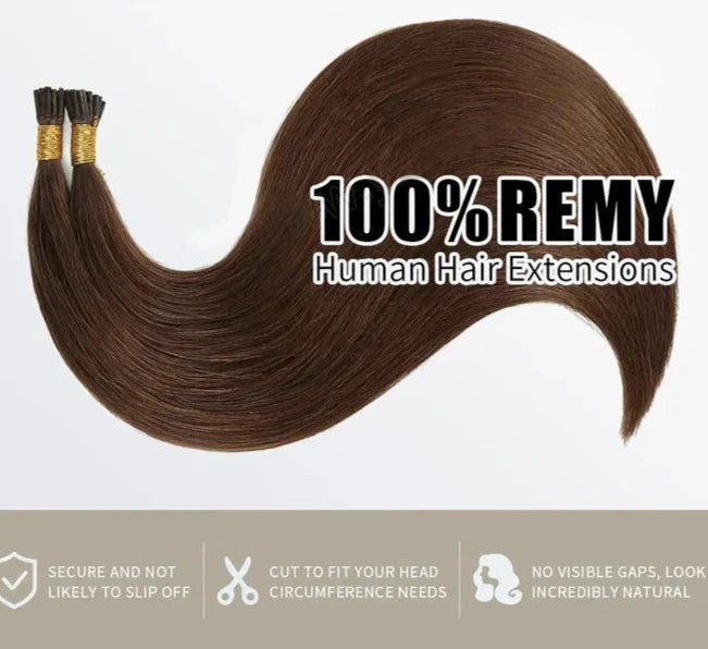 I Tip Hair Extensions Natural Remy Human Hair (#4 Chocolate Brown)