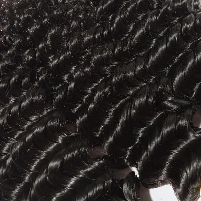 TedHair 10-30 Inch Deep Curly Virgin Brazilian Hair #1B Natural Black - Human Hair Bundles