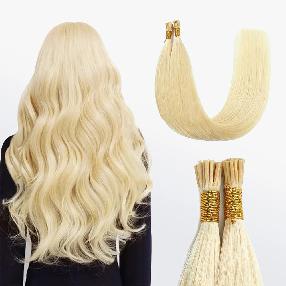 I Tip Hair Extensions Natural Remy Human Hair (#613 Lightest Blonde )