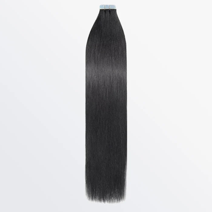 Premium Quality Straight Tape In Remy Hair Extensions #1 Jet Black