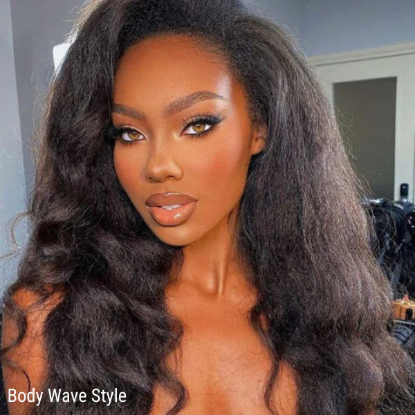 16-20 Inches 13x4 & 5x5 4C Edges | Kinky Edges Kinky Straight HD Glueless Mid Part Long Lace Closure Wig-100% Human Hair