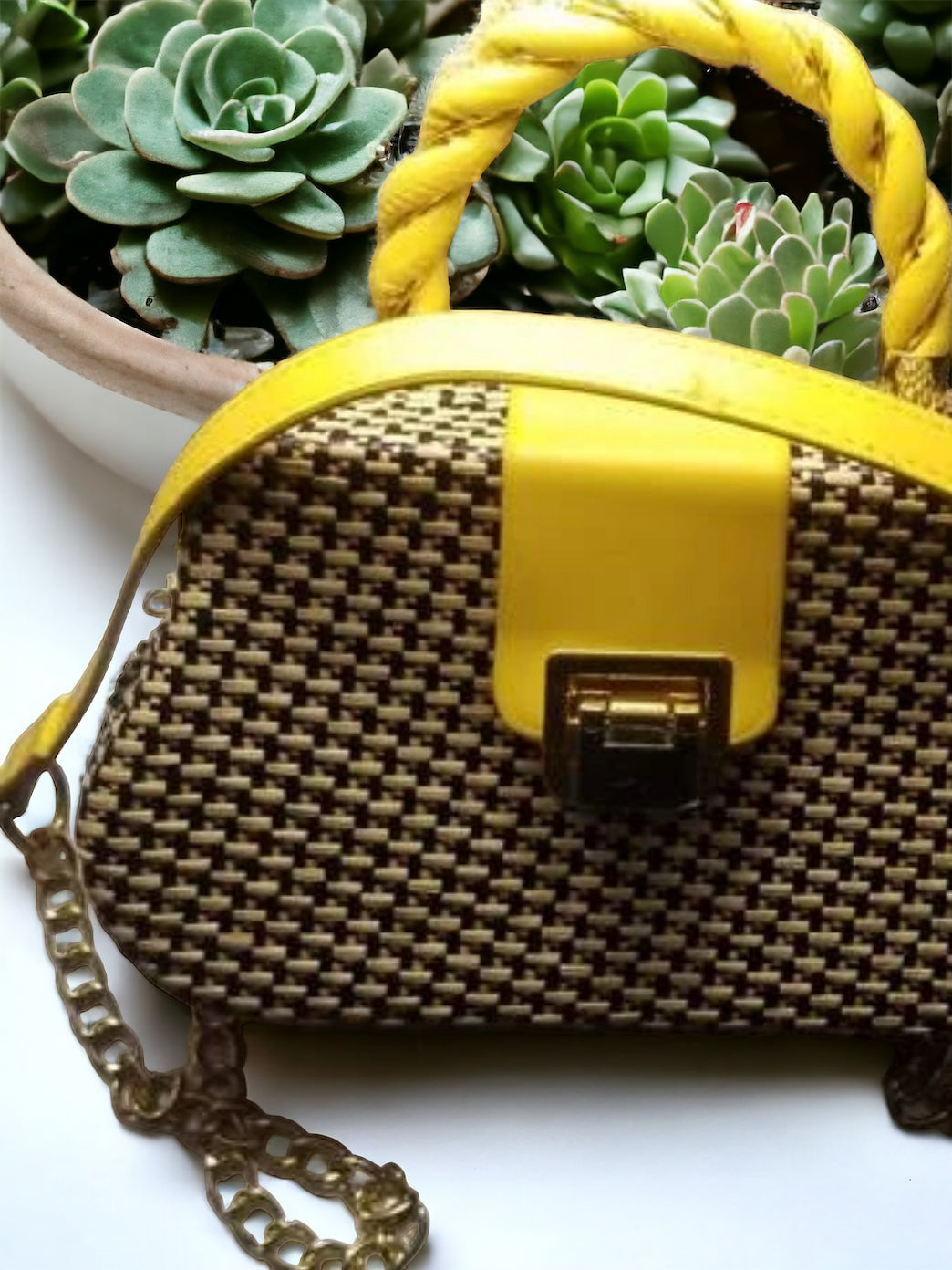 Geometric Light Weight Yellow Hand Bag