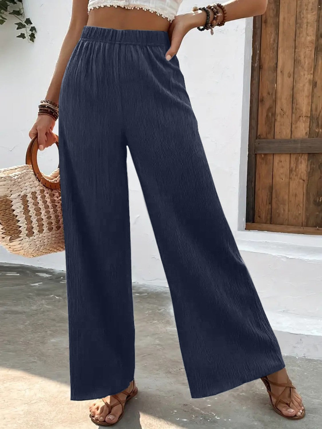 Full Size High Waist Wide Leg Pants - Five Color Choices