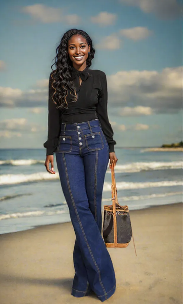 Button Fly High Waist Flare Jeans