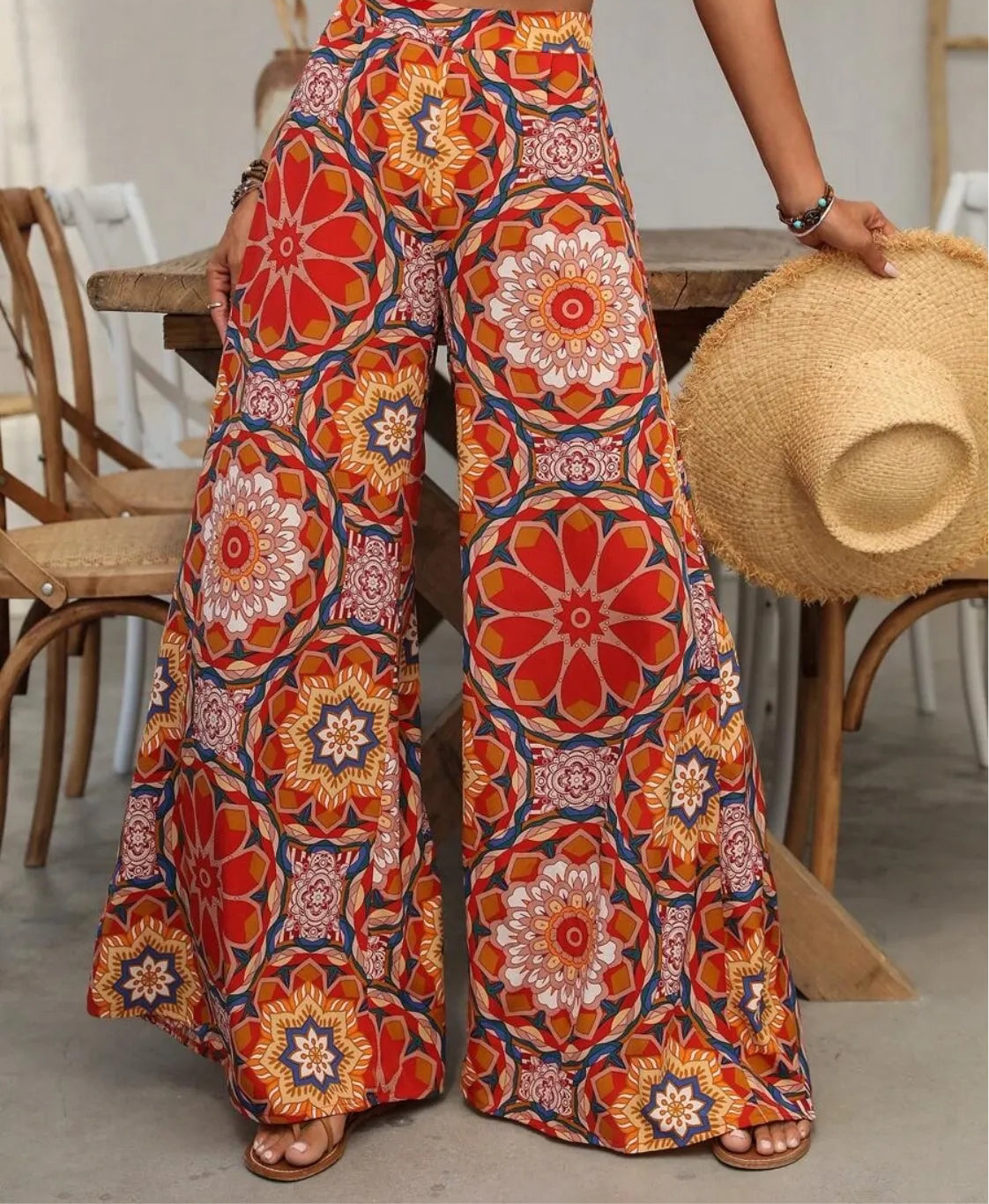Printed Wide Leg Pants