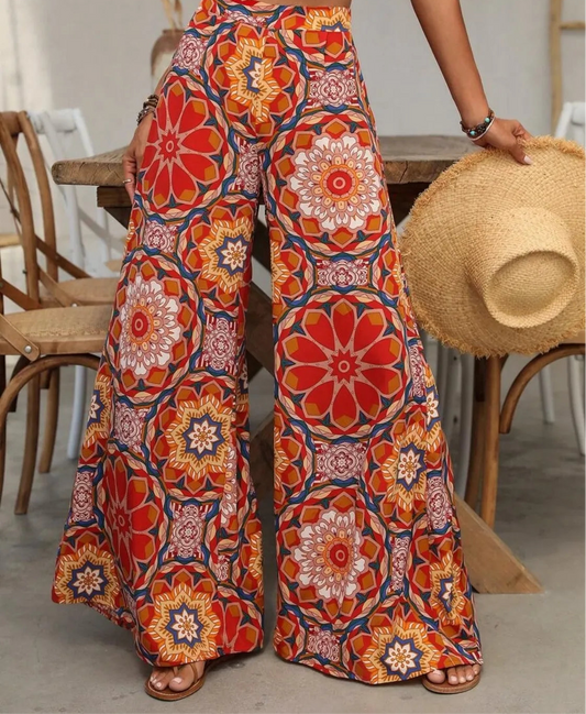 Printed Wide Leg Pants