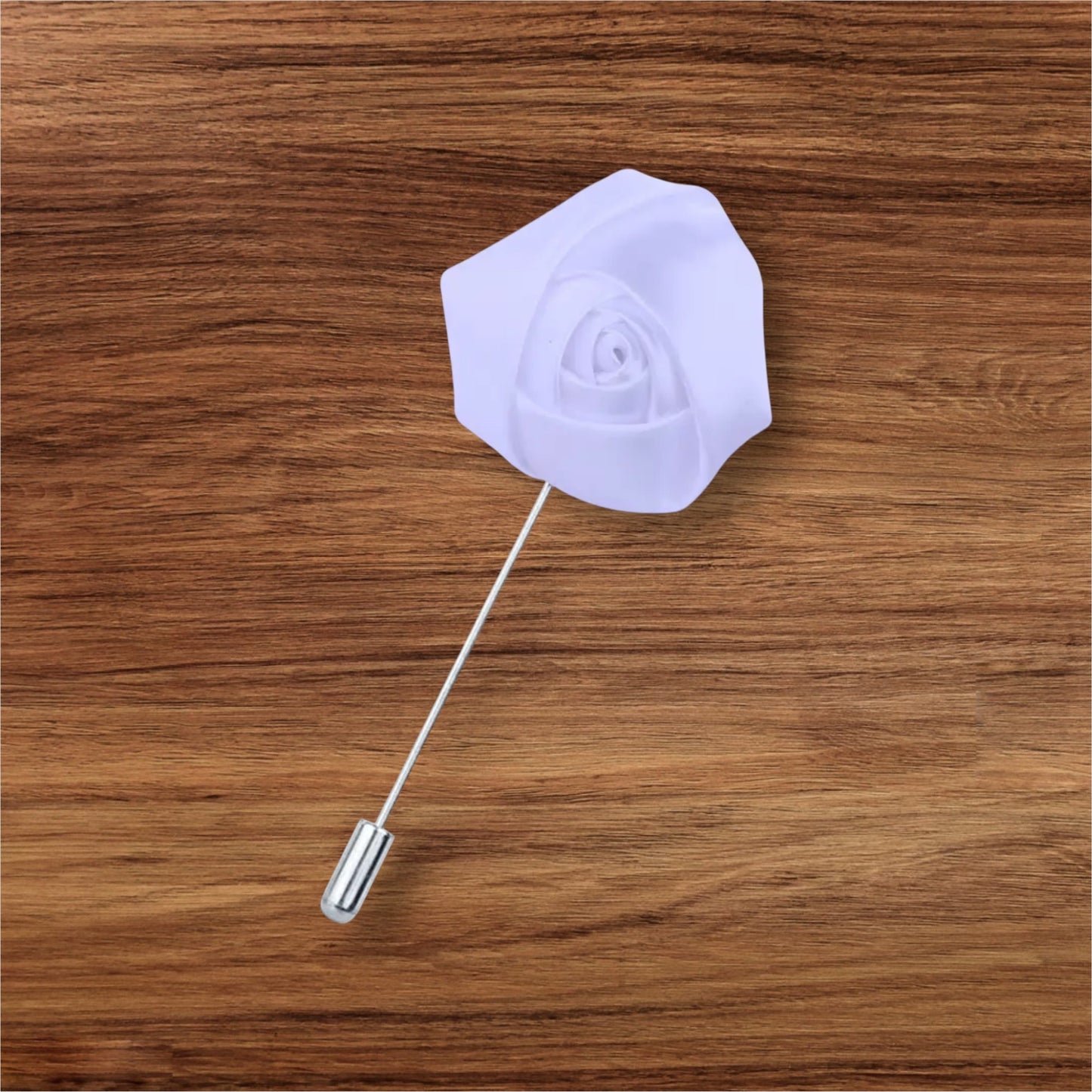 Men’s Rose Lapel Pin - White