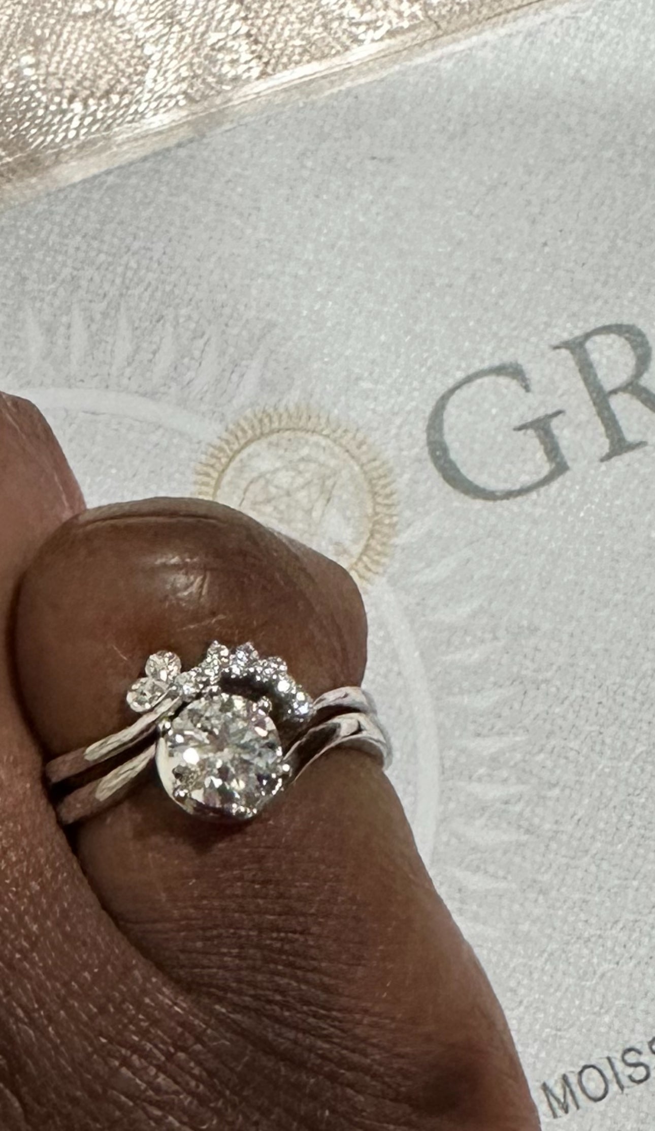 Moissanite Rhodium-Plated Two-Piece Ring Set