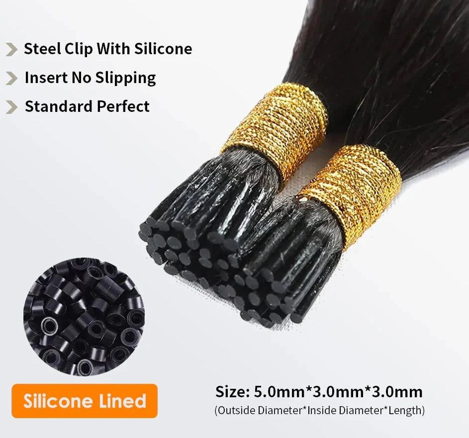 I Tip Hair Extensions Straight Natural Remy Human Hair (#1B Natural Black)