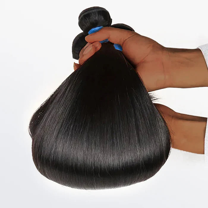 10-40 Inch Straight Virgin Brazilian Hair #1B Natural Black - Human Hair Bundles