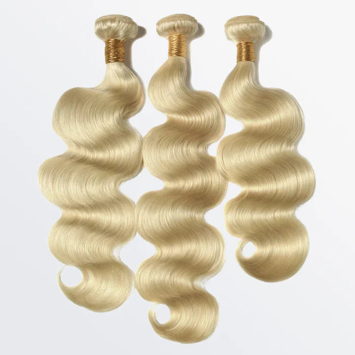 12-30 Inch #613 Lightest Blonde Body Wavy Colored Remy Hair - Human Hair Bundle