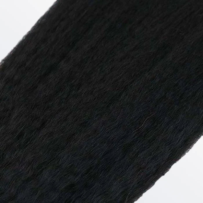 Afro-textured Kinky Straight Tape In Remy Hair Extensions #1B Natural Black