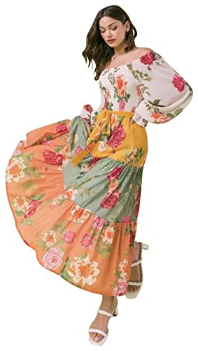 Floral Printed Woven Long Dress, Sizes Small - Large