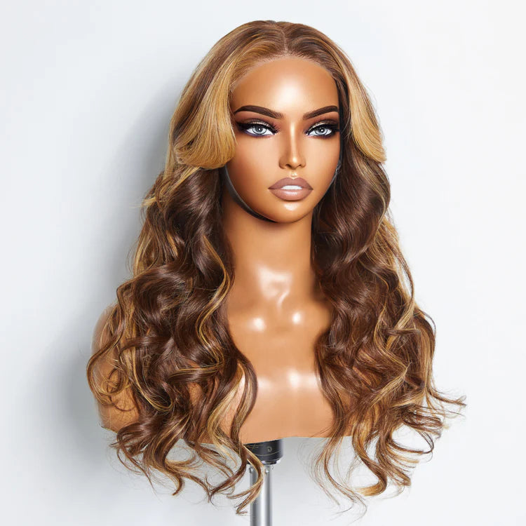 SMALL HEAD FRIENDLY LACE WIG - 24 Inches 5"x5" Body Wavy Wear & Go Glueless #4/27 Lace Closure Wig-100% Human Hair