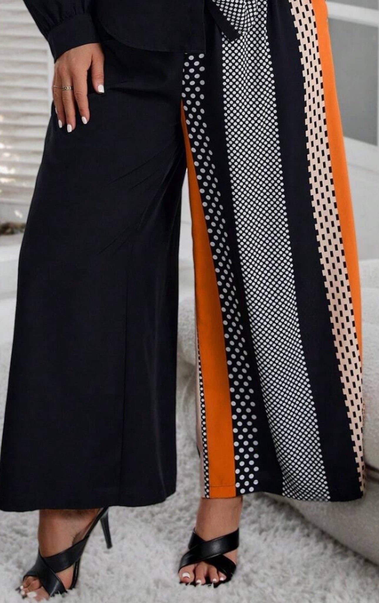 Wide Leg Pants and Drop Shoulder Top Two Piece Polka Dot Set (US Sizes 4 - 20)