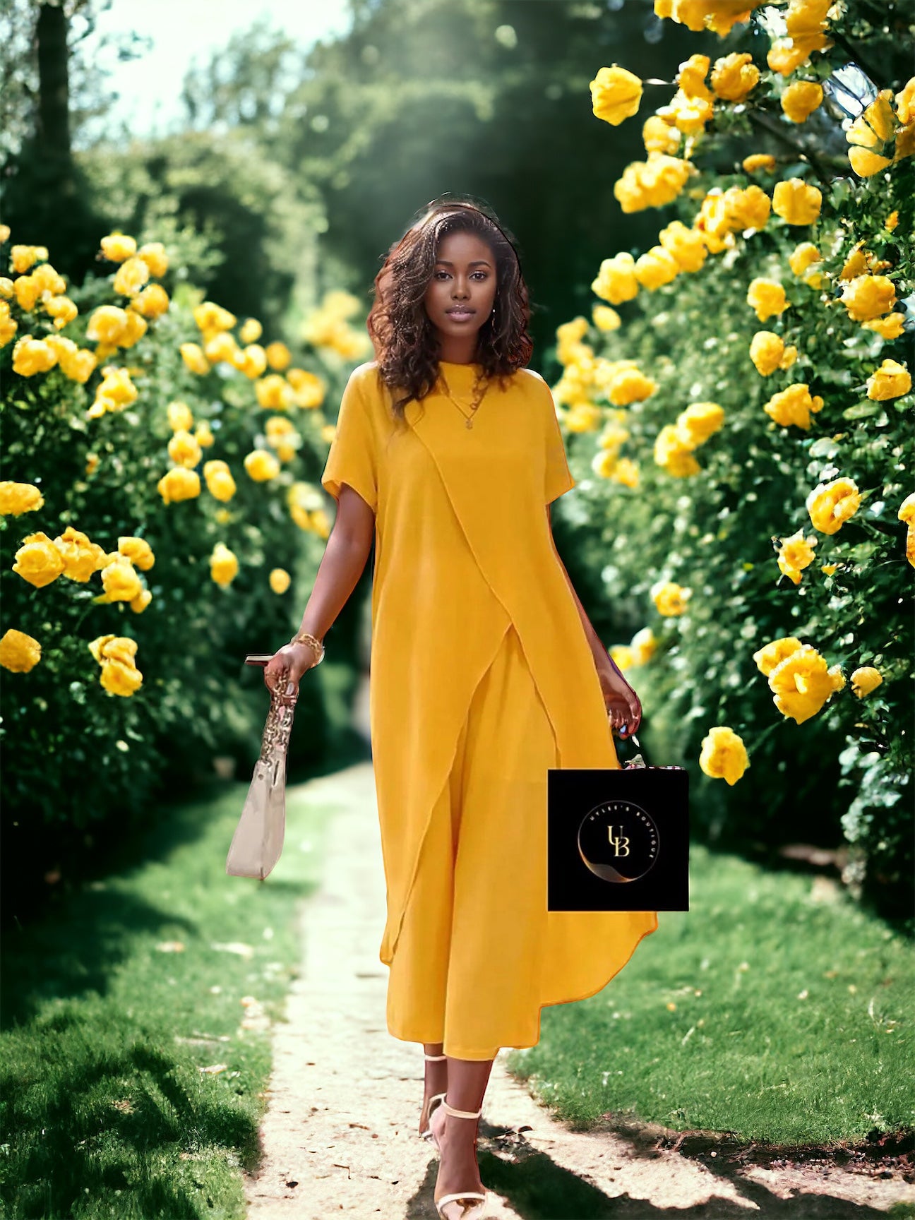 Plus Fashion Asymmetrical Top with Wide Leg Pants - Three Colors