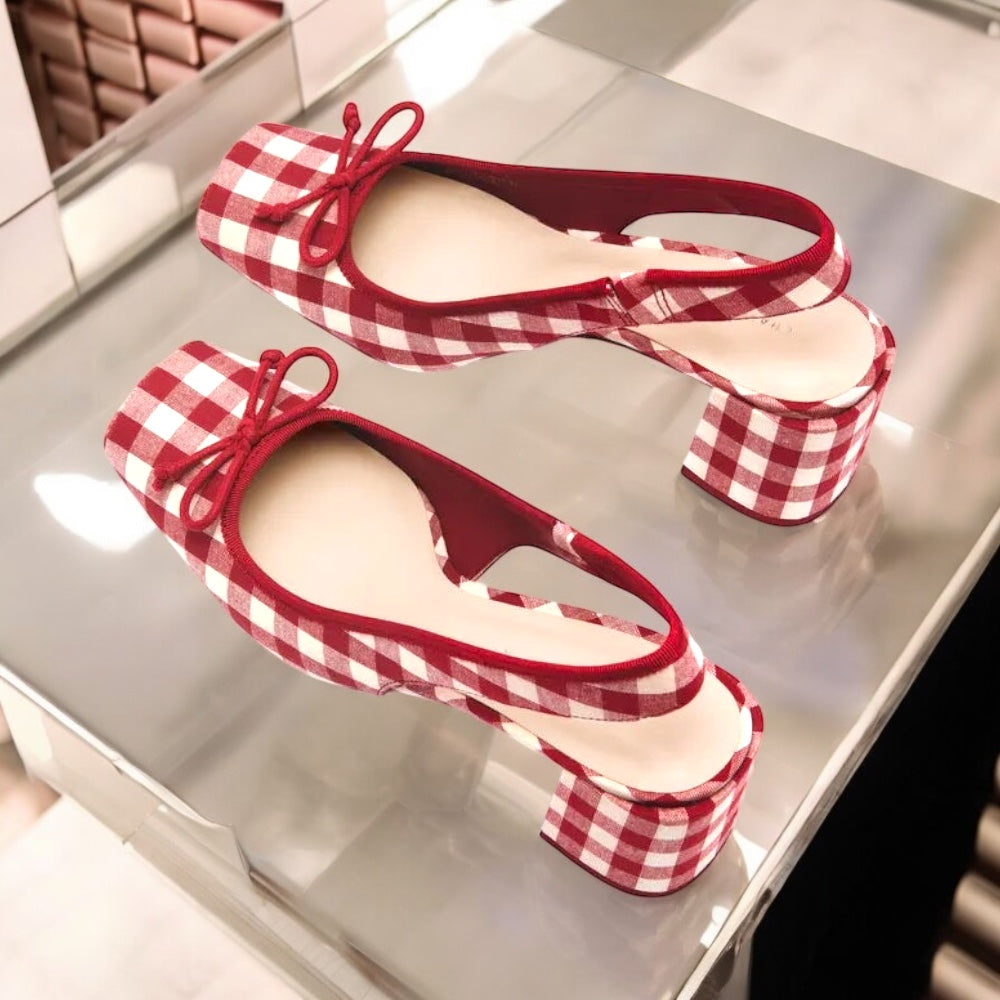 Square Toe Block Heels Pumps