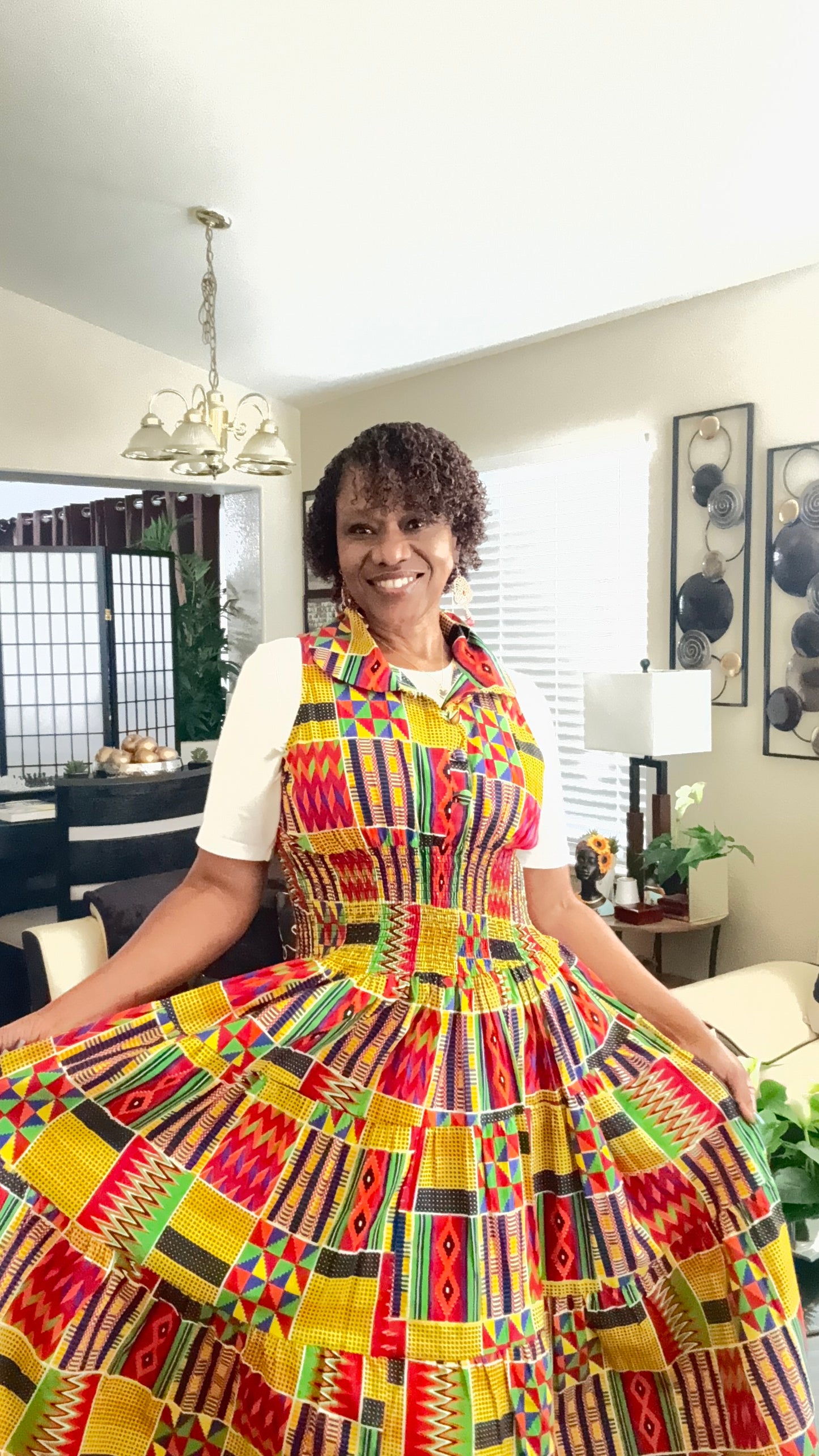 Middi Halter Smock Kente Dress (free size)