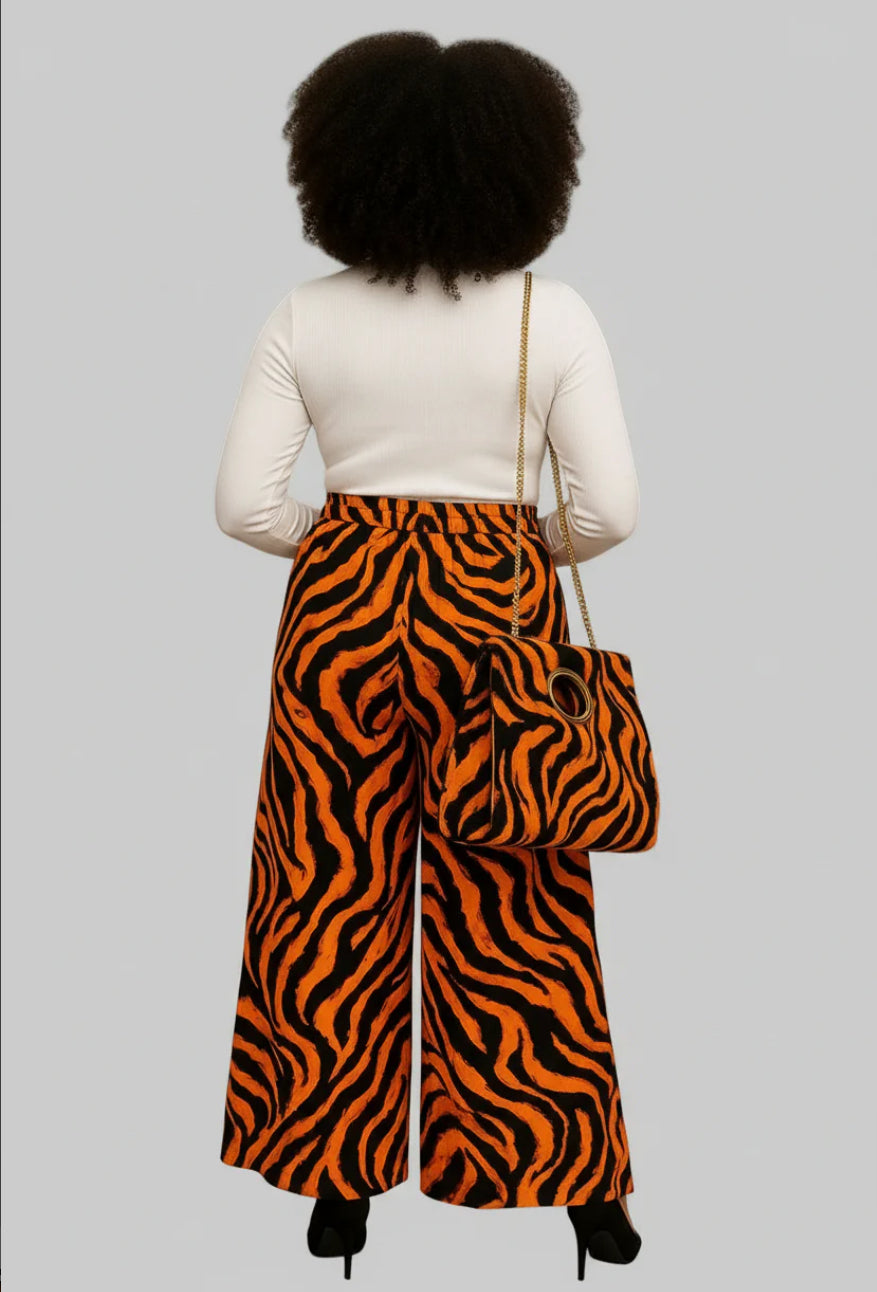 Combo Palazzo Pant & Pocketbook Set Orange PS14 (Pants, Headwrap, and Bag)