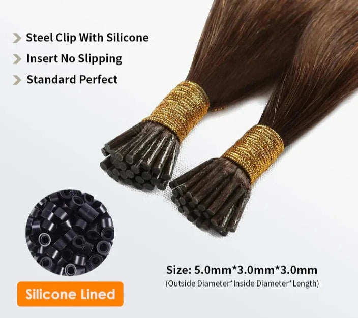 I Tip Hair Extensions Natural Remy Human Hair (#4 Chocolate Brown)