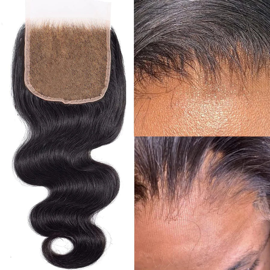 12-20 Inch 4" x 4" Loose Deep Free Parted Lace Closure #1B Natural Black