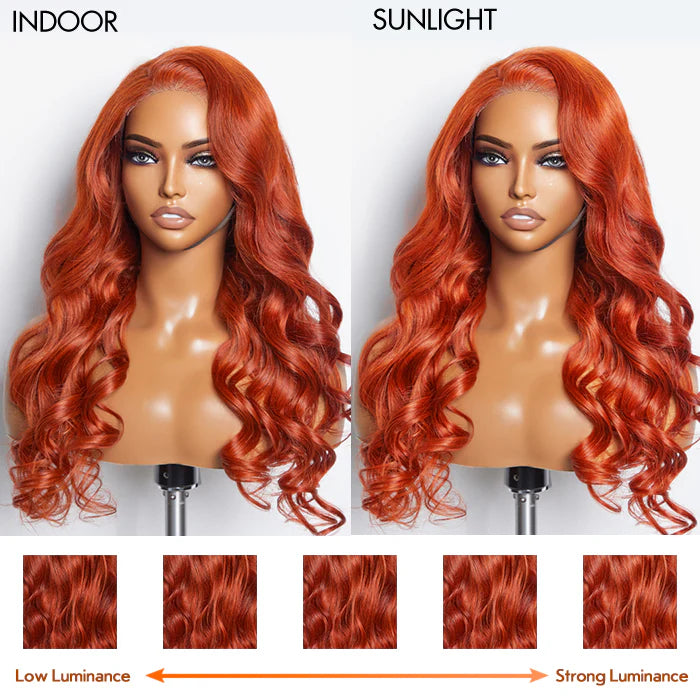 SMALL HEAD FRIENDLY LACE WIG - 24 Inches 5"x5" Body Wavy Wear & Go Glueless #Orange Lace Closure Wig-100% Human Hair