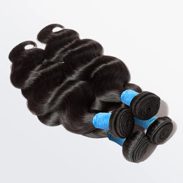 10-40 Inch Body Wavy Virgin Brazilian Hair #1B Natural Black - 100% Human Hair Bundles