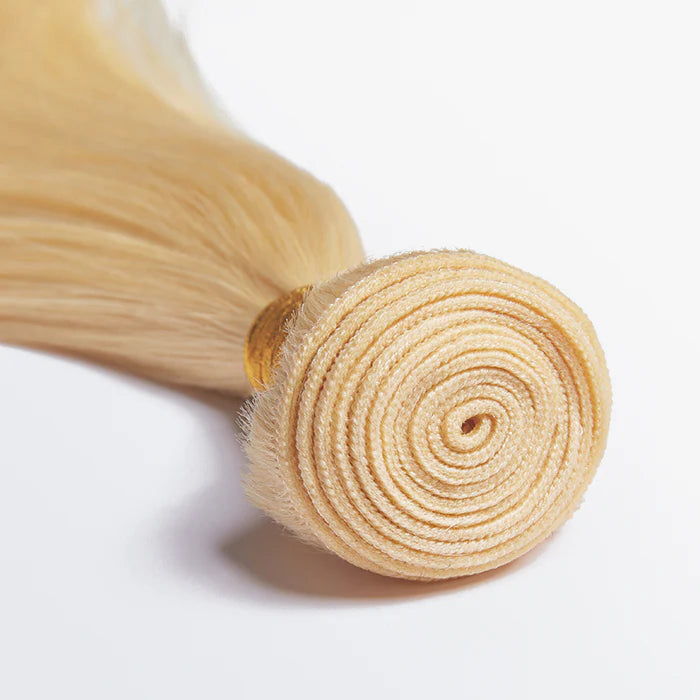 12-30 Inch #613 Lightest Blonde Straight Colored Remy Hair - Human Hair Bundle