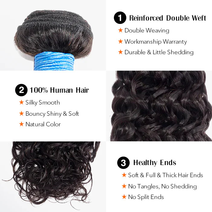 10-30 Inch Italy Curly Virgin Brazilian Hair #1B Natural Black - Human Hair Bundles