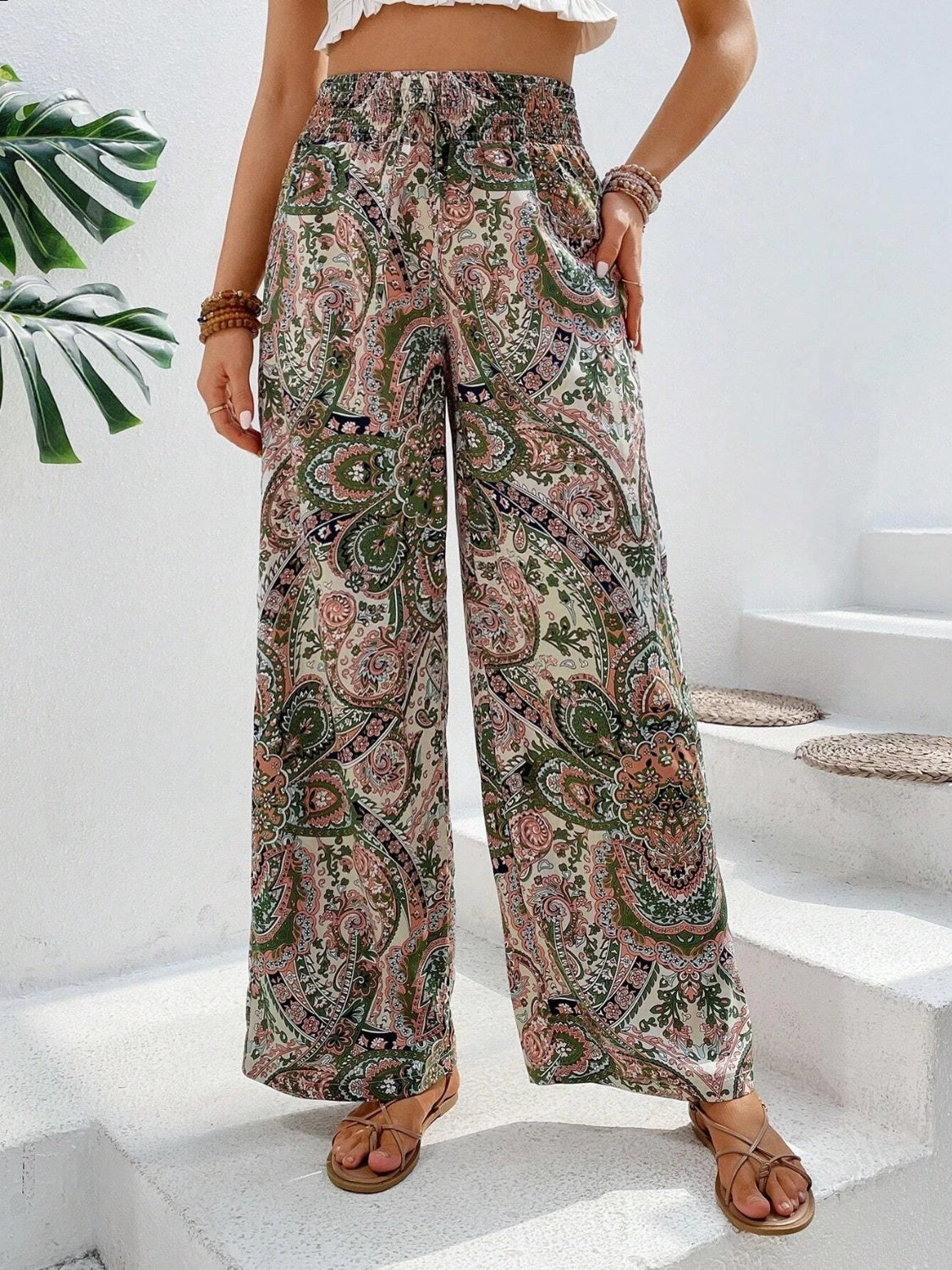 Printed Wide Leg Pants - Two Color Patterns