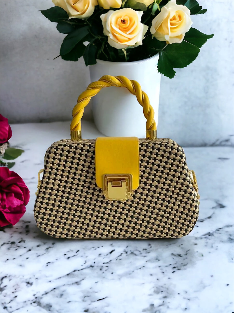 Geometric Light Weight Yellow Hand Bag