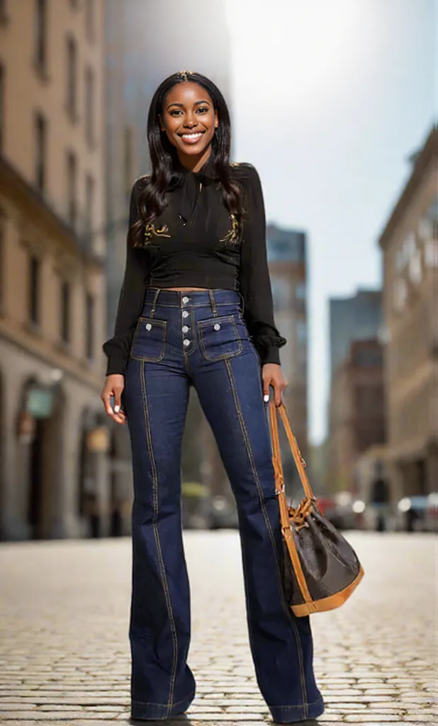 Button Fly High Waist Flare Jeans