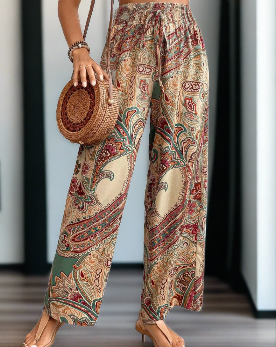Printed Wide Leg Pants - Two Color Patterns