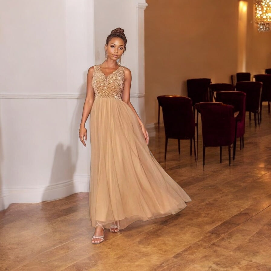 Sequin V-Neck Sleeveless Dress