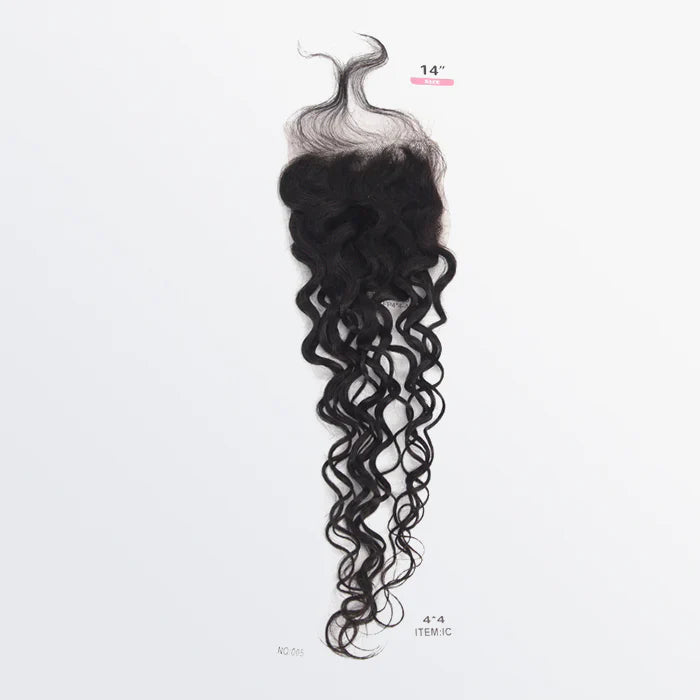 14-20 Inch 4" x 4" Italy Curly Free Parted Lace Closure #1B Natural Black