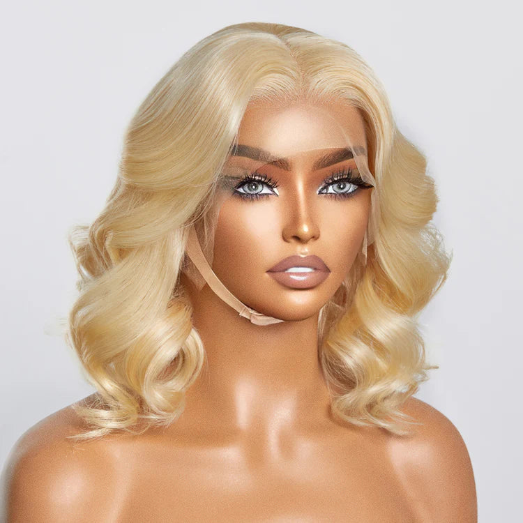 #613 13x4 Pre-Plucked Lace Front Body Wave Bob Wig 150% Density