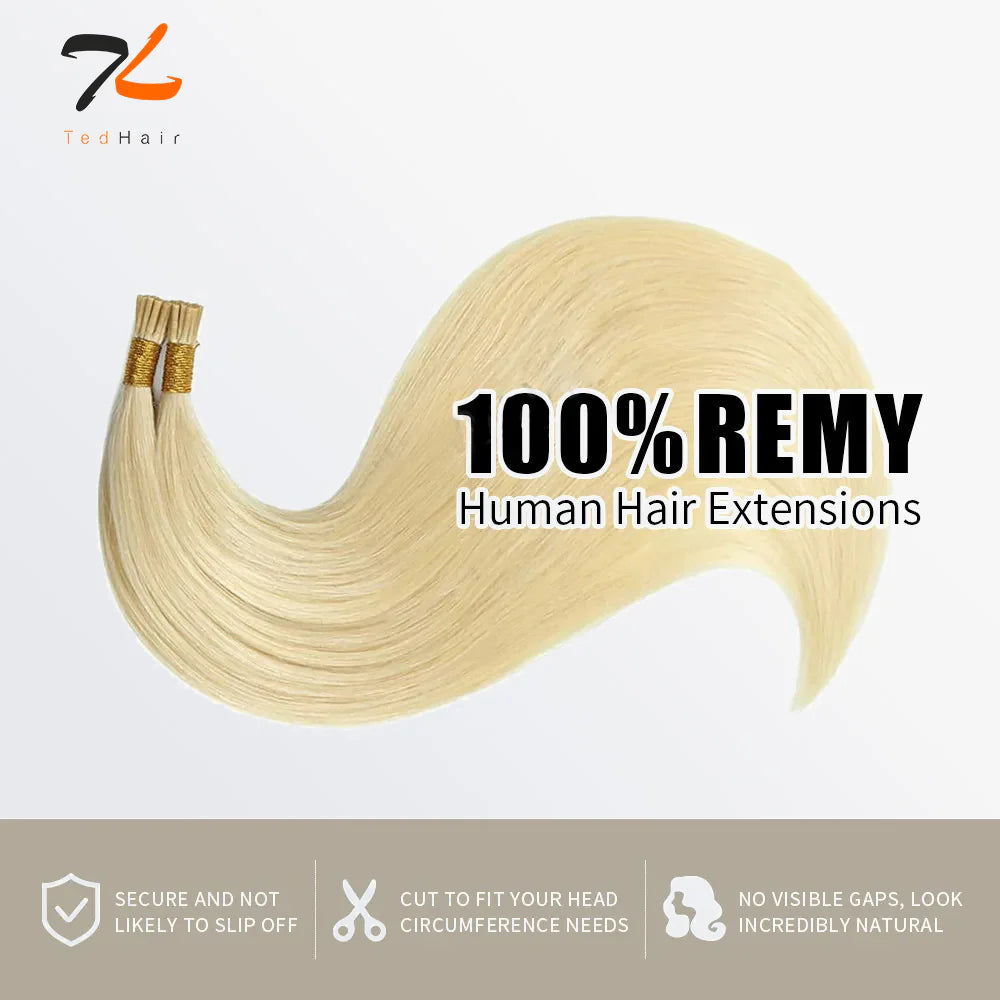 I Tip Hair Extensions Natural Remy Human Hair (#613 Lightest Blonde )