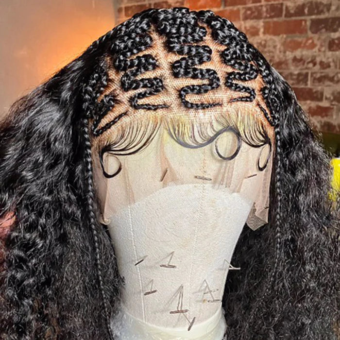 18 Inches Deep Curly with Special Braids 13x6 Lace Frontal Wigs 250% Density-100% Human Hair