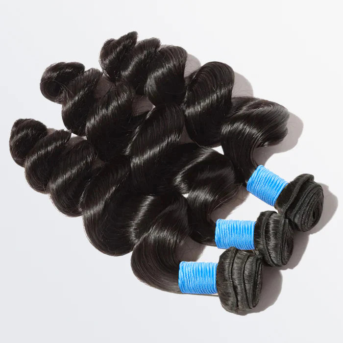 10-30 Inch Loose Wavy Virgin Brazilian Hair #1B Natural Black - Human Hair Bundle